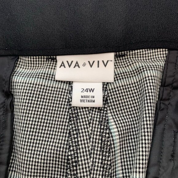 NEW Ava & Viv black white plaid print mid-rise comfort waist stretch ankle pants - Picture 8 of 12